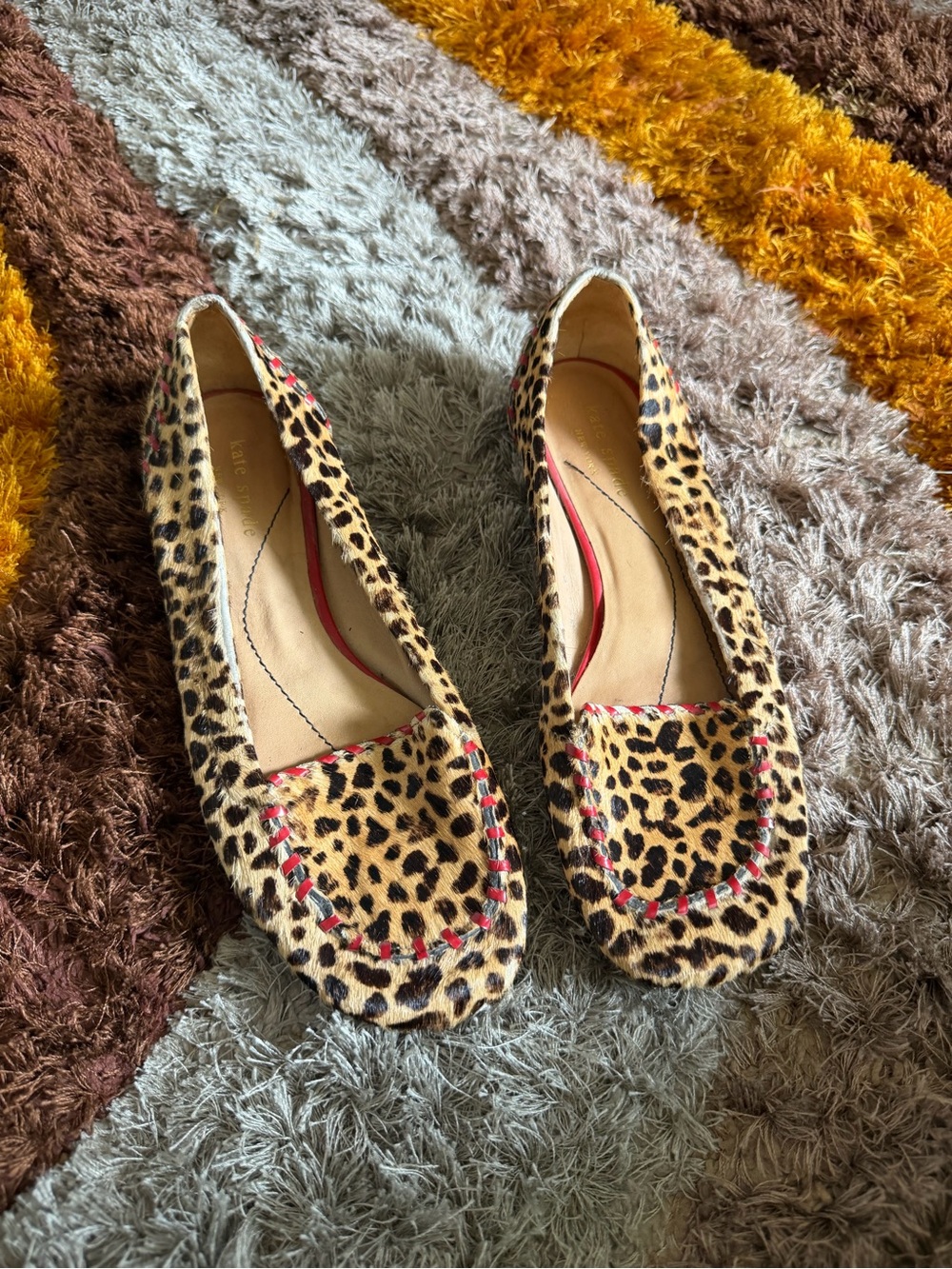 kate spade Leopard Print Moccasin Flats with Red Trim